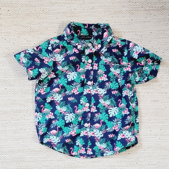 Janie and Jack Button-up Tropical Hawaii Print Shirt - Picture 2 of 7